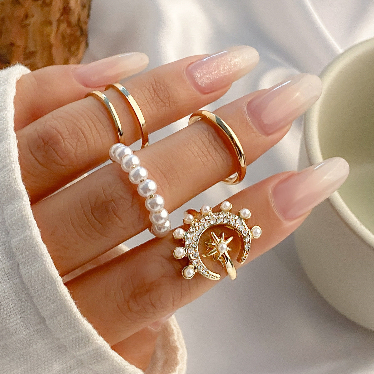 Wholesale Alloy Xingyue Diamond Open Joint Ring Set
